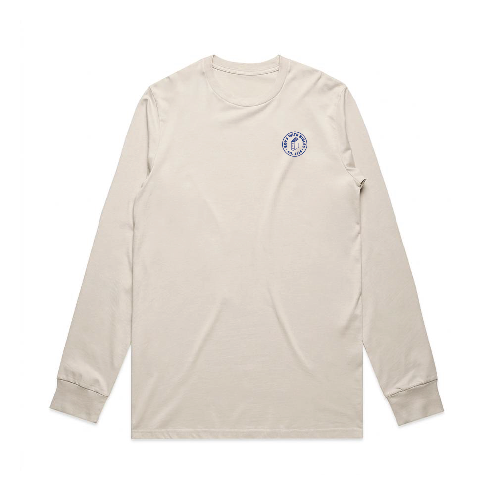 Boys with Bibles Icon adult long sleeve tee in Bone, front view