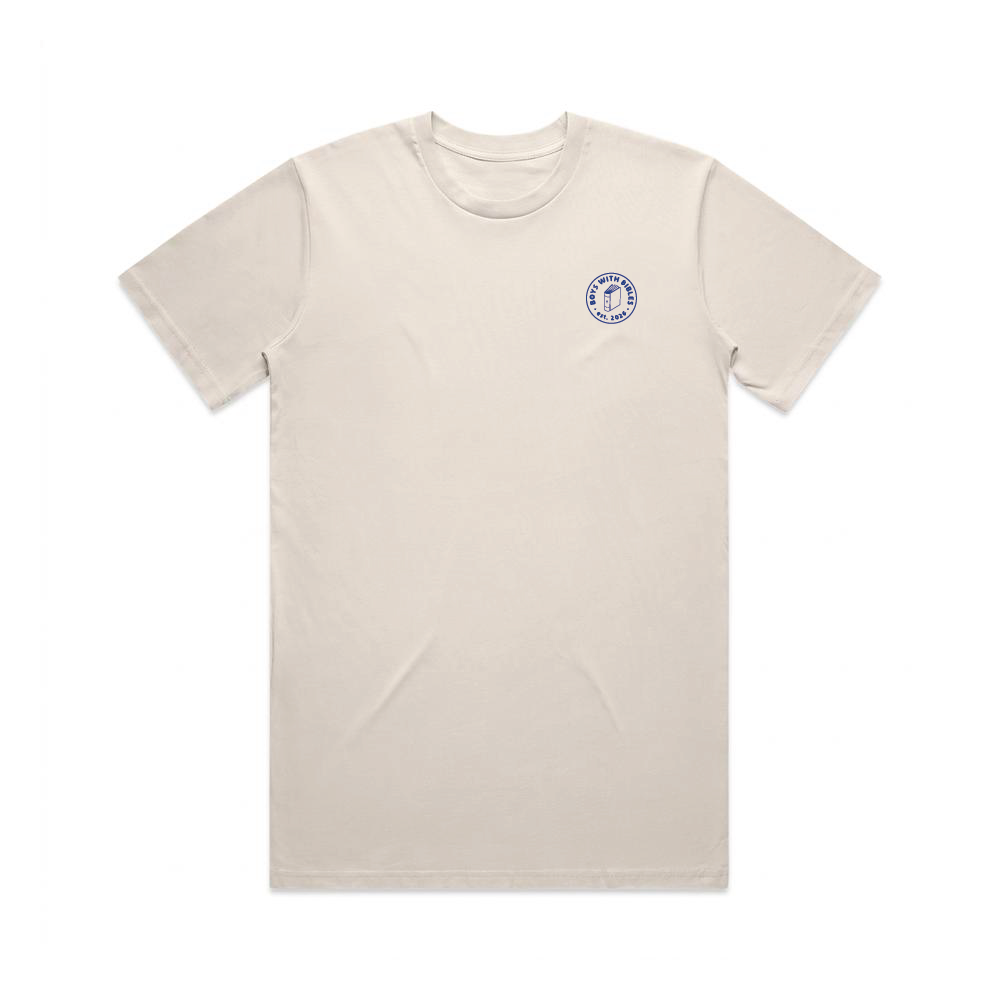 Boys with Bibles Icon adult short sleeve tee in Bone, front view