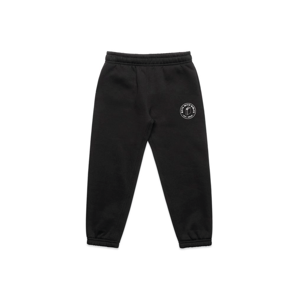 Boys with Bibles Icon toddler relax track pants in Black, front view
