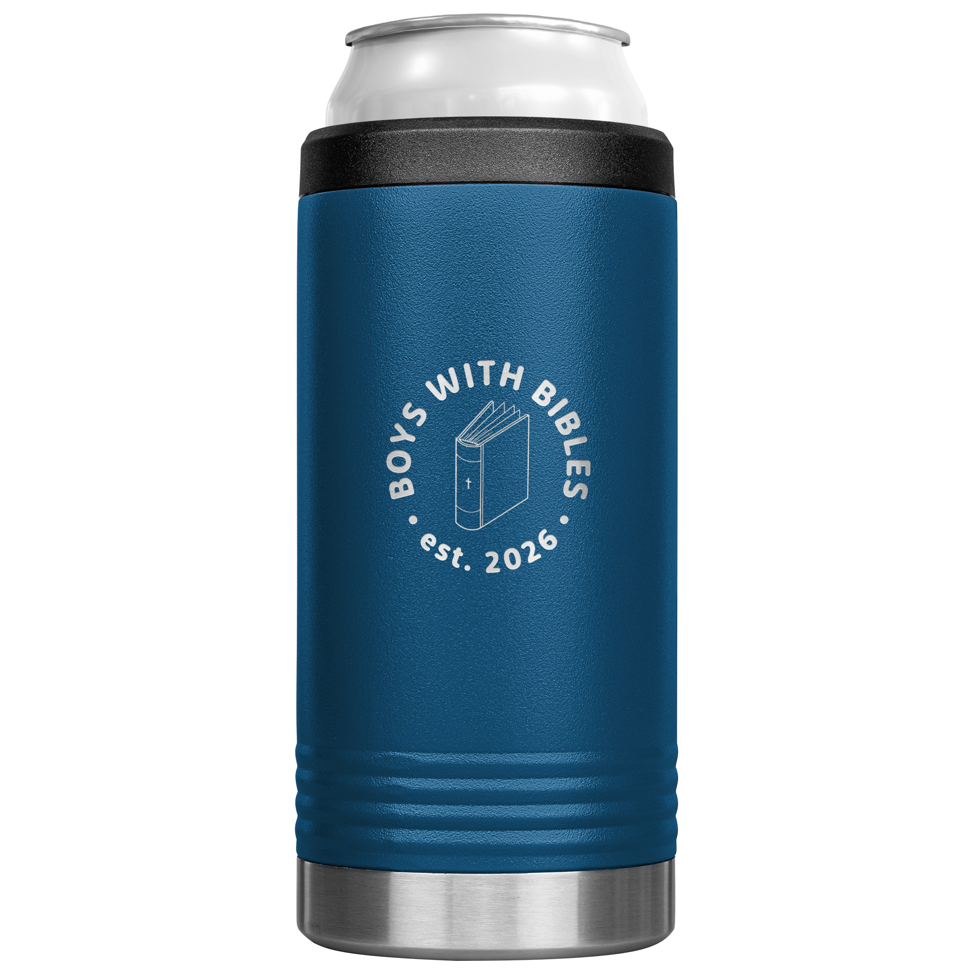 Boys with Bibles Icon 12 oz Cozie insulated can cooler in Blue