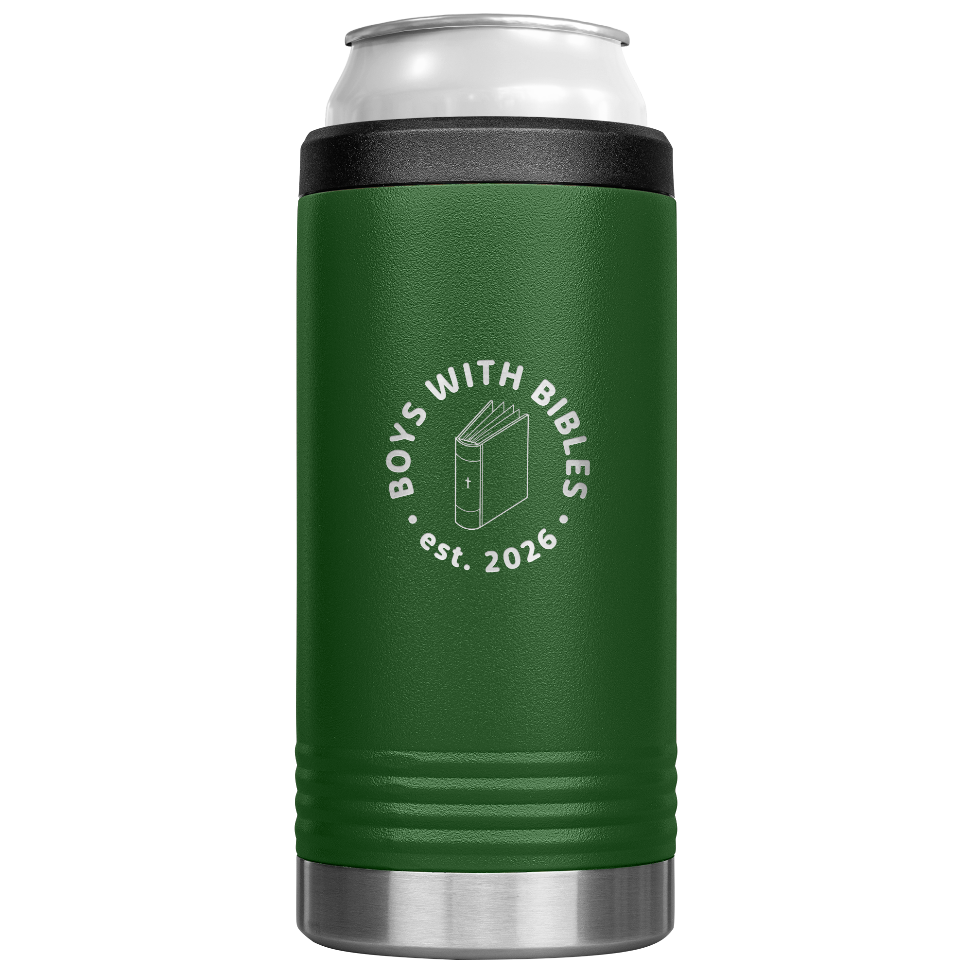Boys with Bibles Icon 12 oz Cozie insulated can cooler in Green