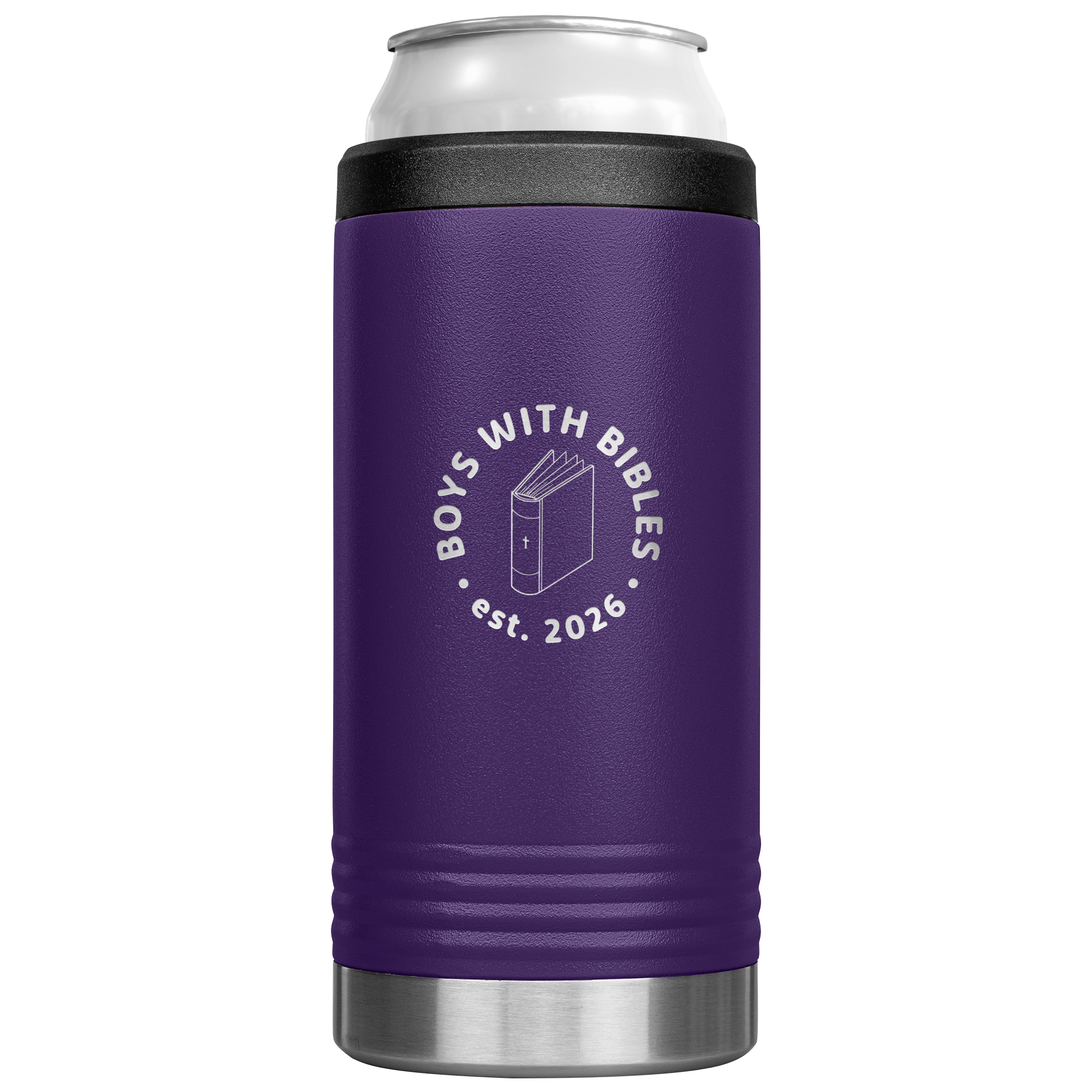 Boys with Bibles Icon 12 oz Cozie insulated can cooler in Purple