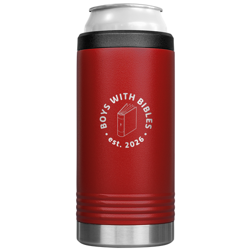 Boys with Bibles Icon 12 oz Cozie insulated can cooler in Red