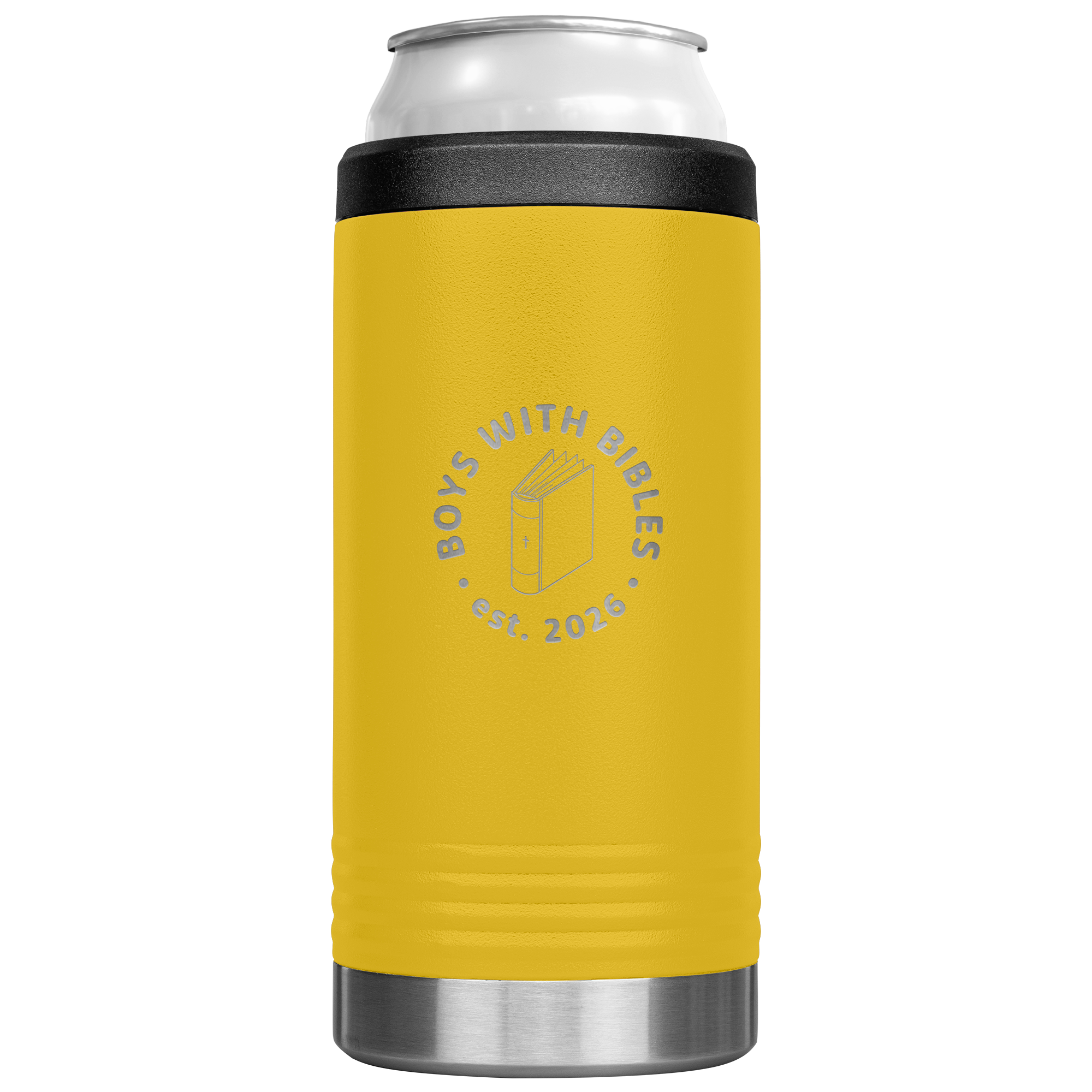 Boys with Bibles Icon 12 oz Cozie insulated can cooler in Yellow