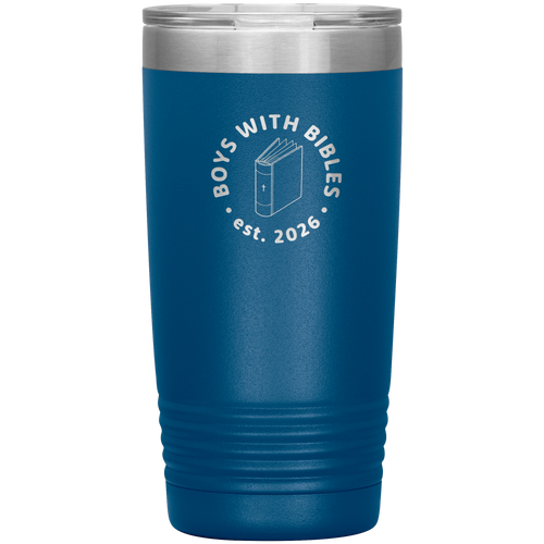 Boys with Bibles Icon 20 oz insulated coffee tumbler in Blue