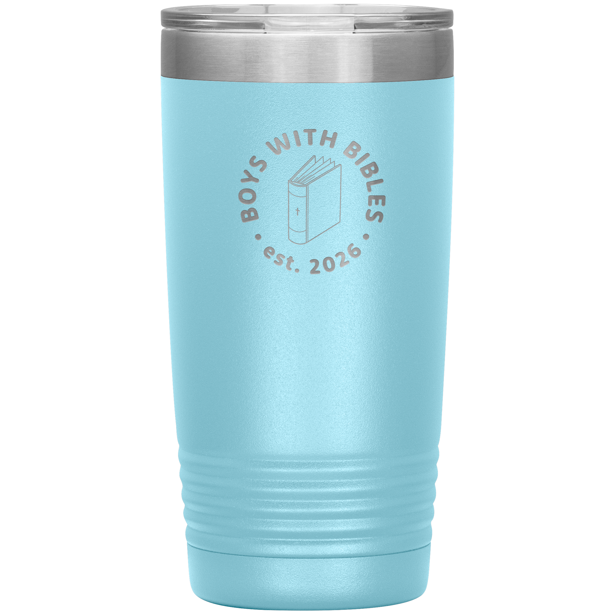 Boys with Bibles Icon 20 oz insulated coffee tumbler in Light Blue