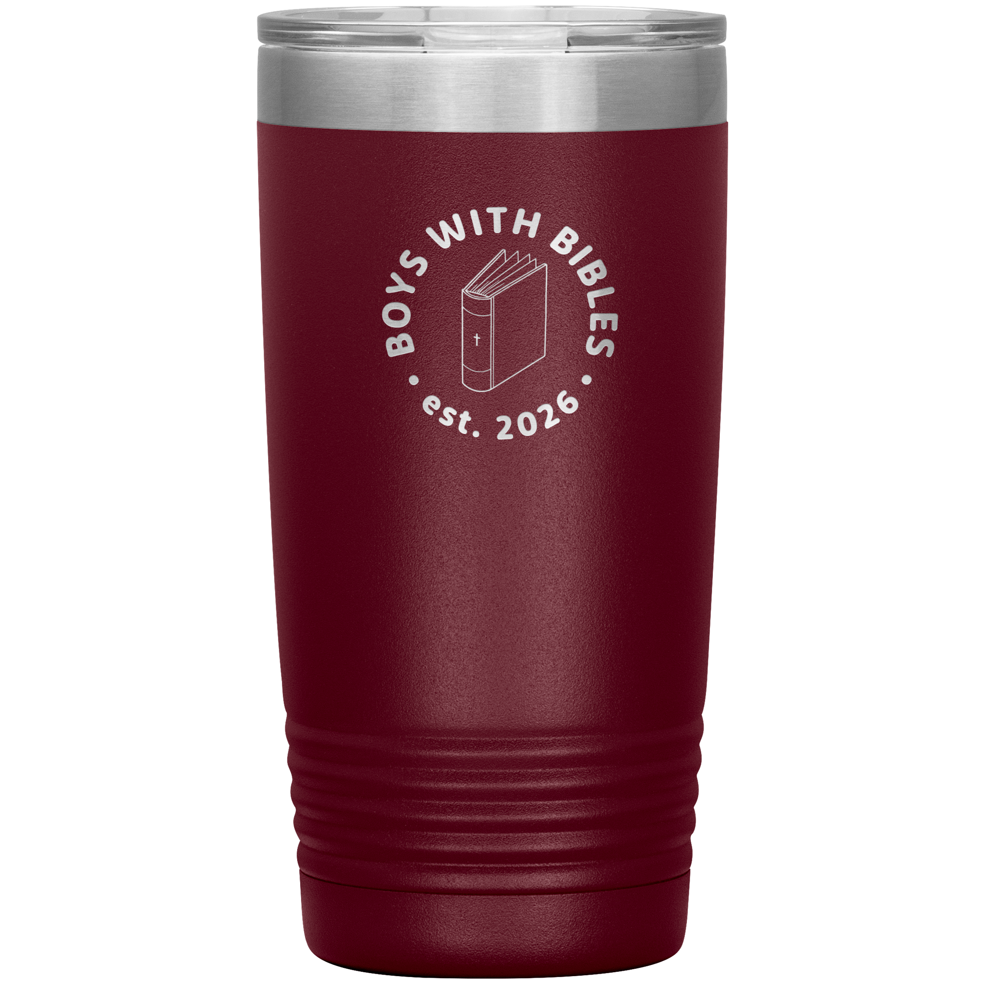 Boys with Bibles Icon 20 oz insulated coffee tumbler in Maroon