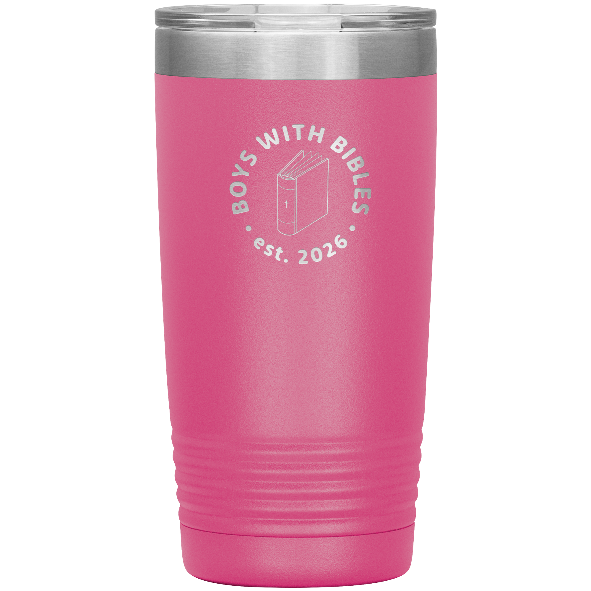 Boys with Bibles Icon 20 oz insulated coffee tumbler in Pink