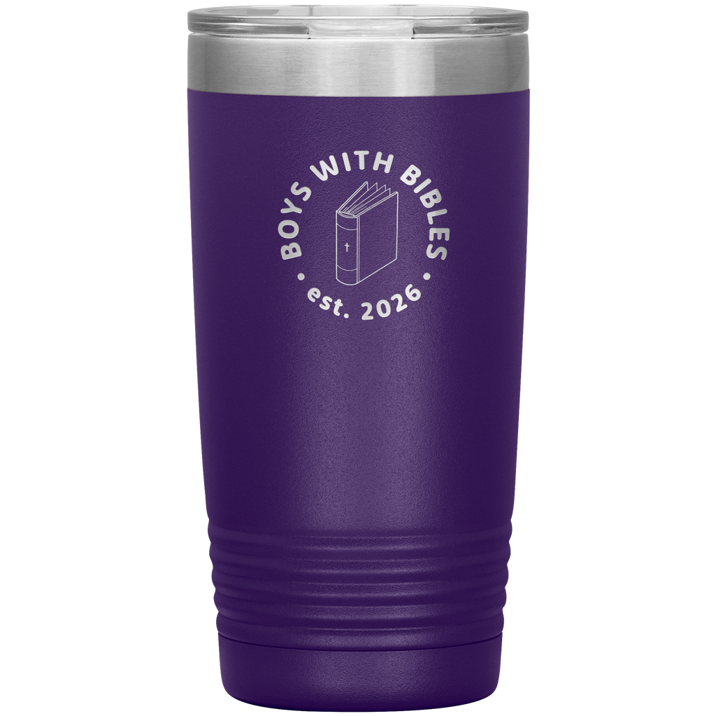 Boys with Bibles Icon 20 oz insulated coffee tumbler in Purple