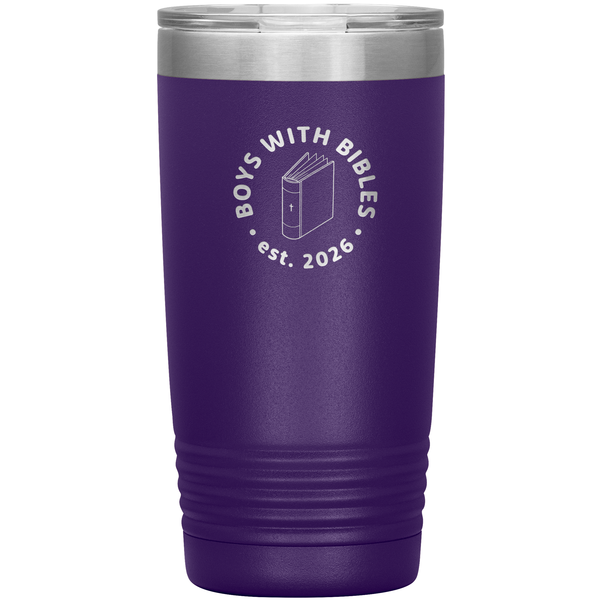 Boys with Bibles Icon 20 oz insulated coffee tumbler in Purple