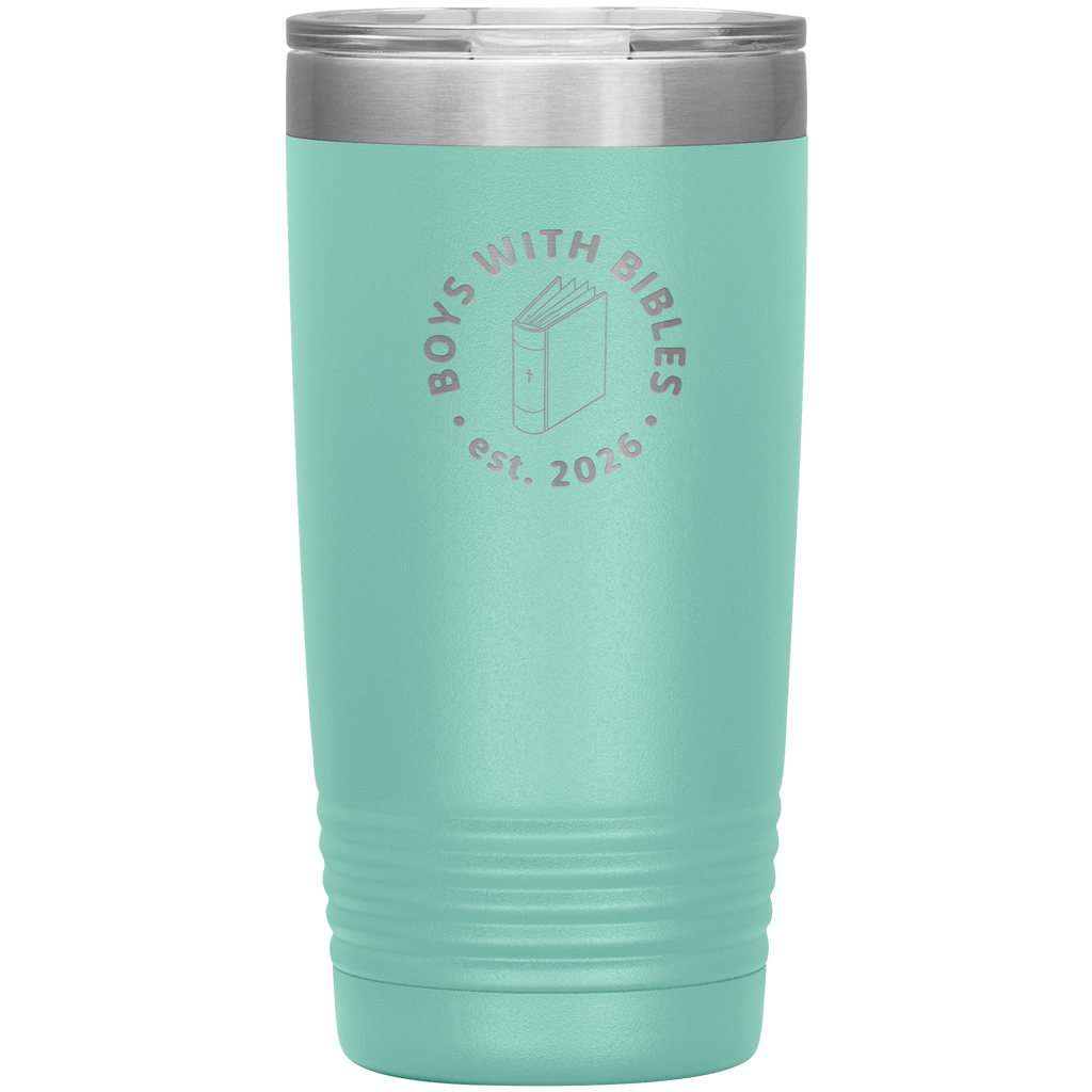 Boys with Bibles Icon 20 oz insulated coffee tumbler in Teal
