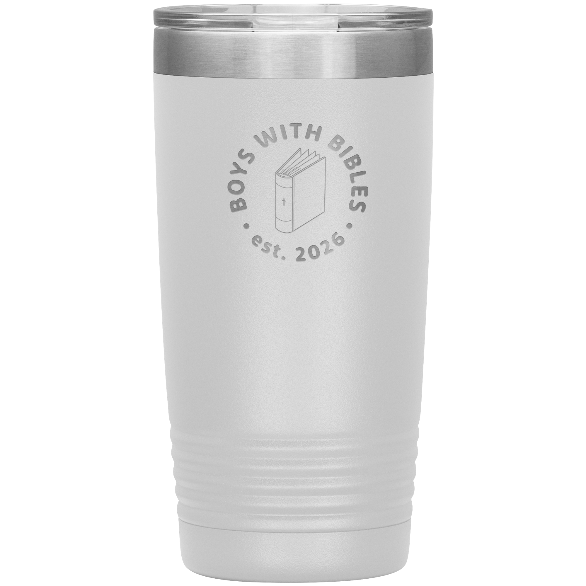 Boys with Bibles Icon 20 oz insulated coffee tumbler in White
