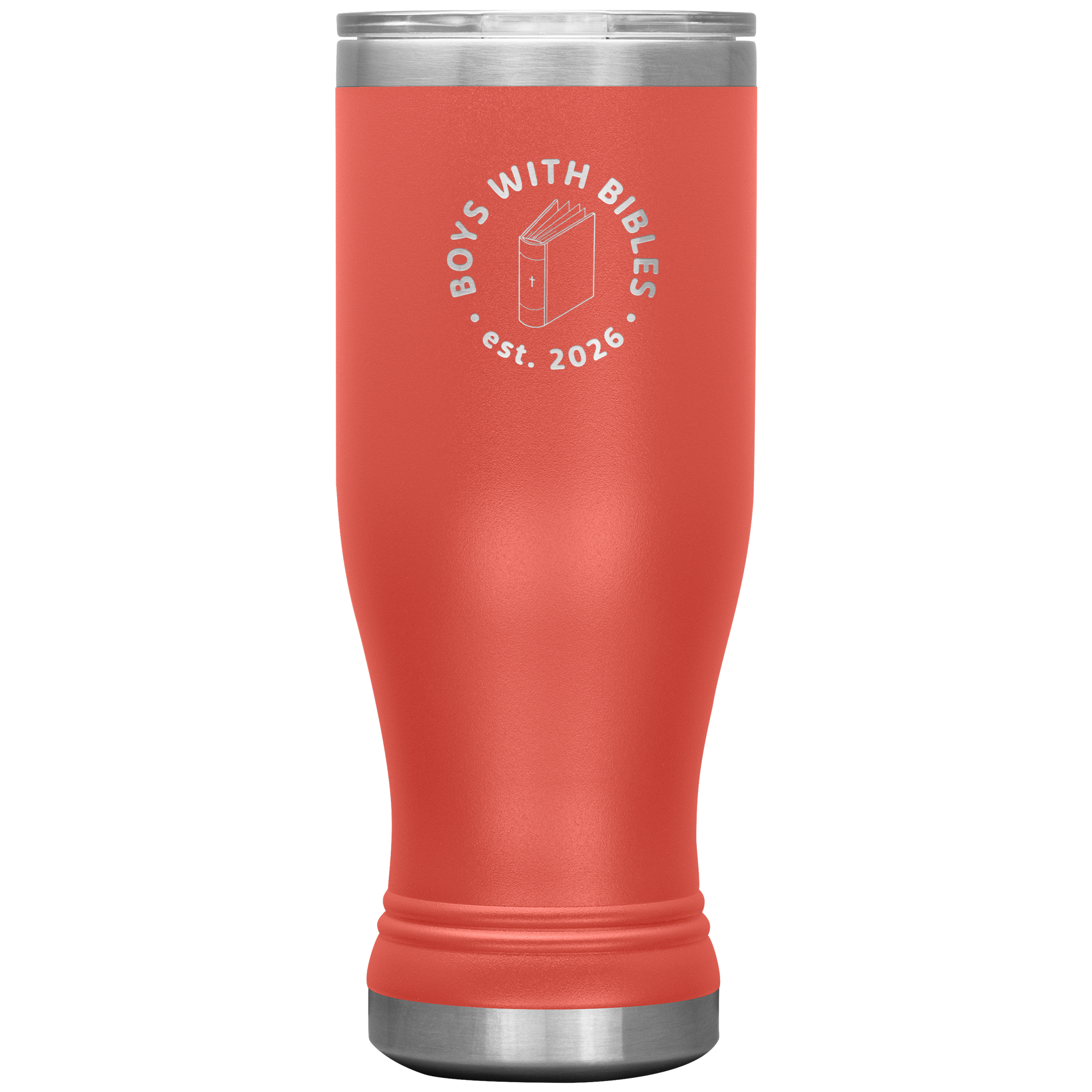 Boys with Bibles Icon 20 oz BOHO insulated tumbler in Coral