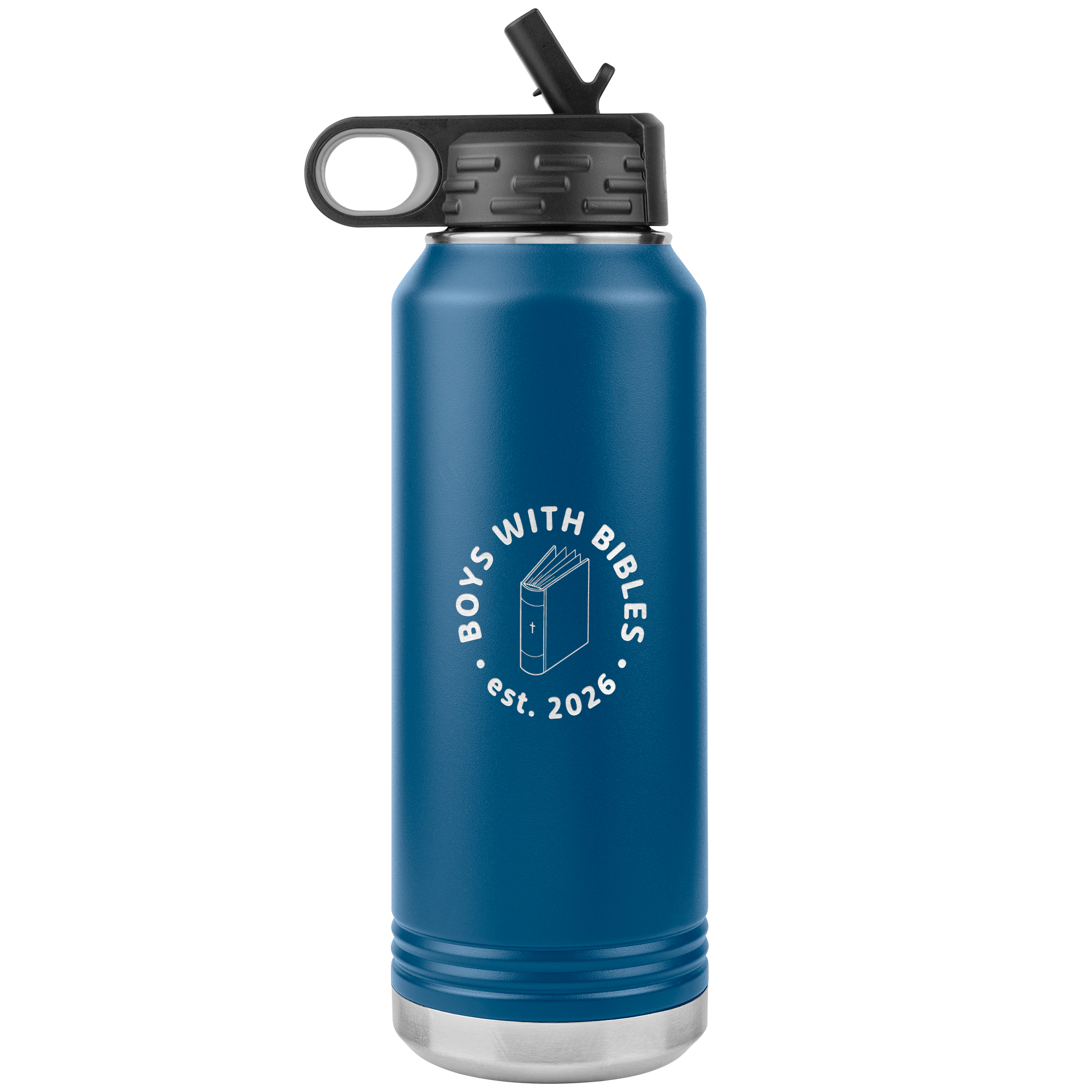 Boys with Bibles Icon 32 oz insulated water bottle in Blue