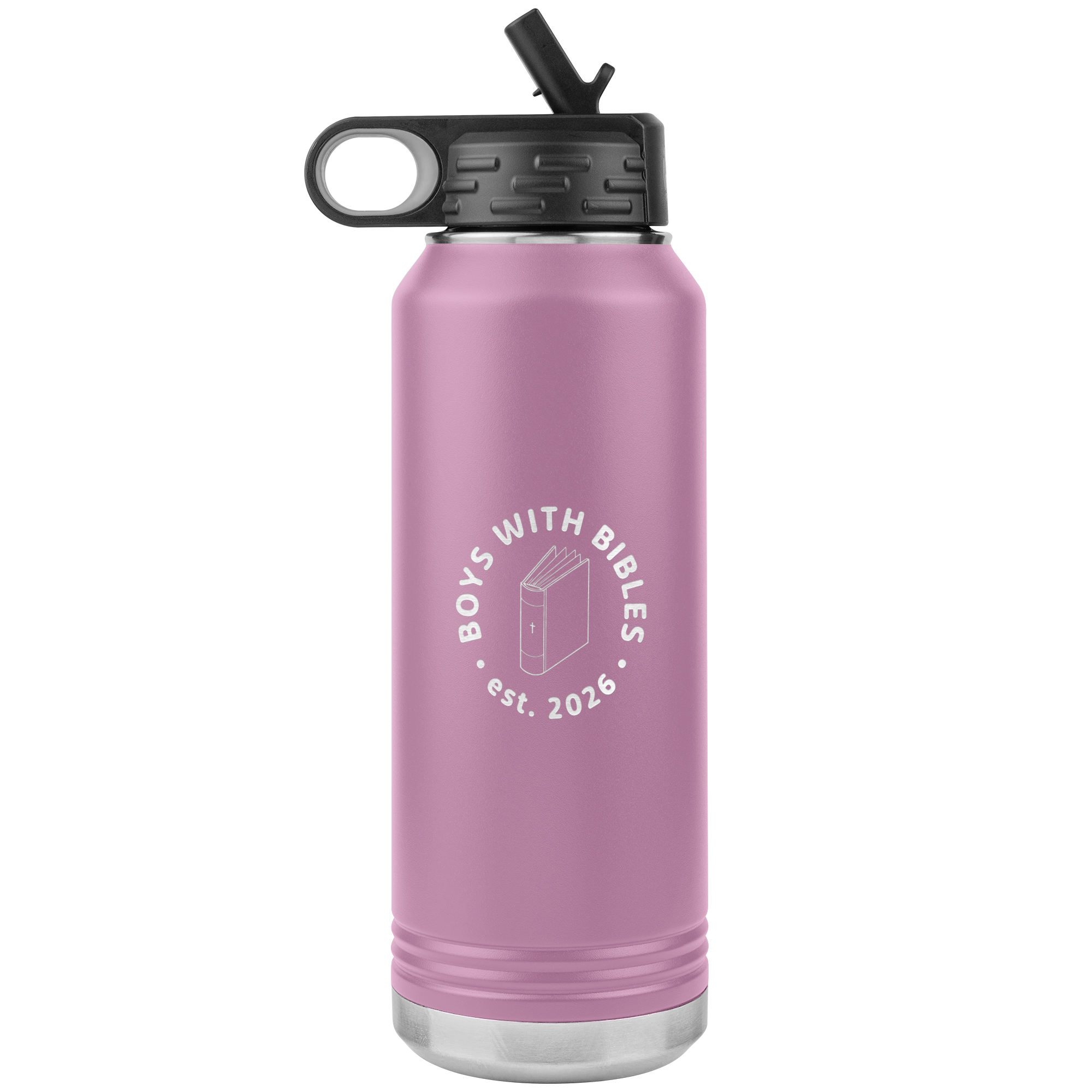 Boys with Bibles Icon 32 oz insulated water bottle in Light Purple