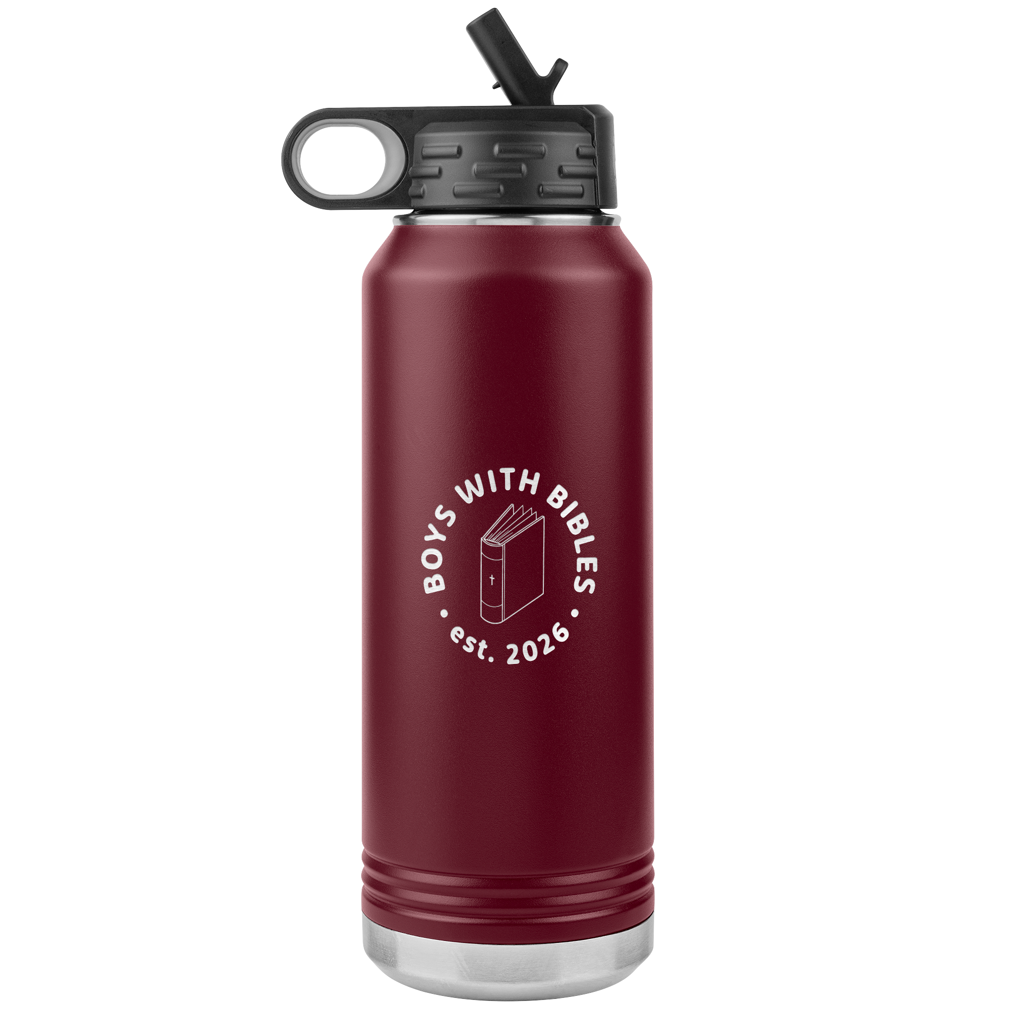 Boys with Bibles Icon 32 oz insulated water bottle in Maroon