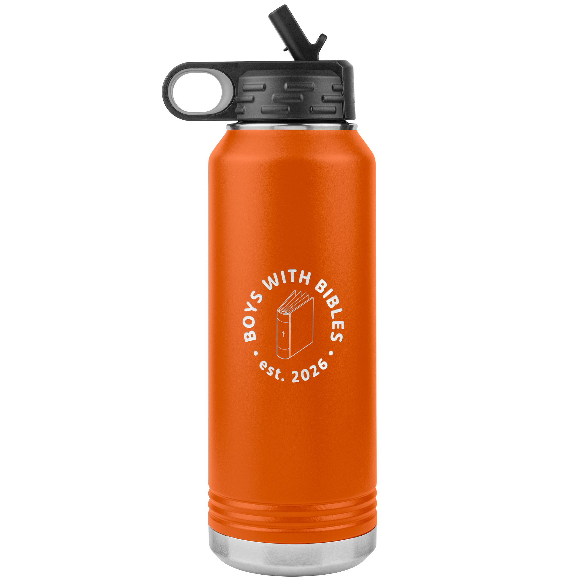 Boys with Bibles Icon 32 oz insulated water bottle in Orange