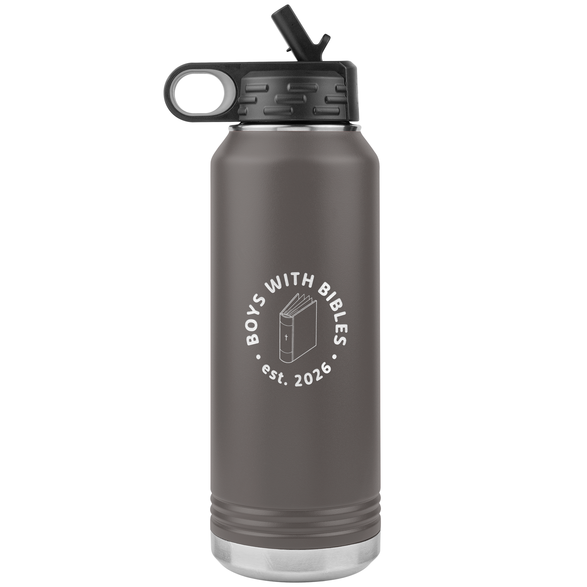 Boys with Bibles Icon 32 oz insulated water bottle in Pewter