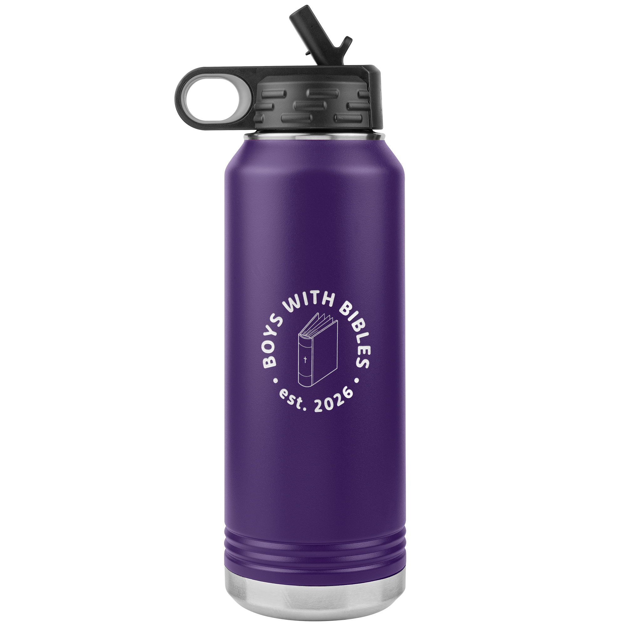 Boys with Bibles Icon 32 oz insulated water bottle in Purple