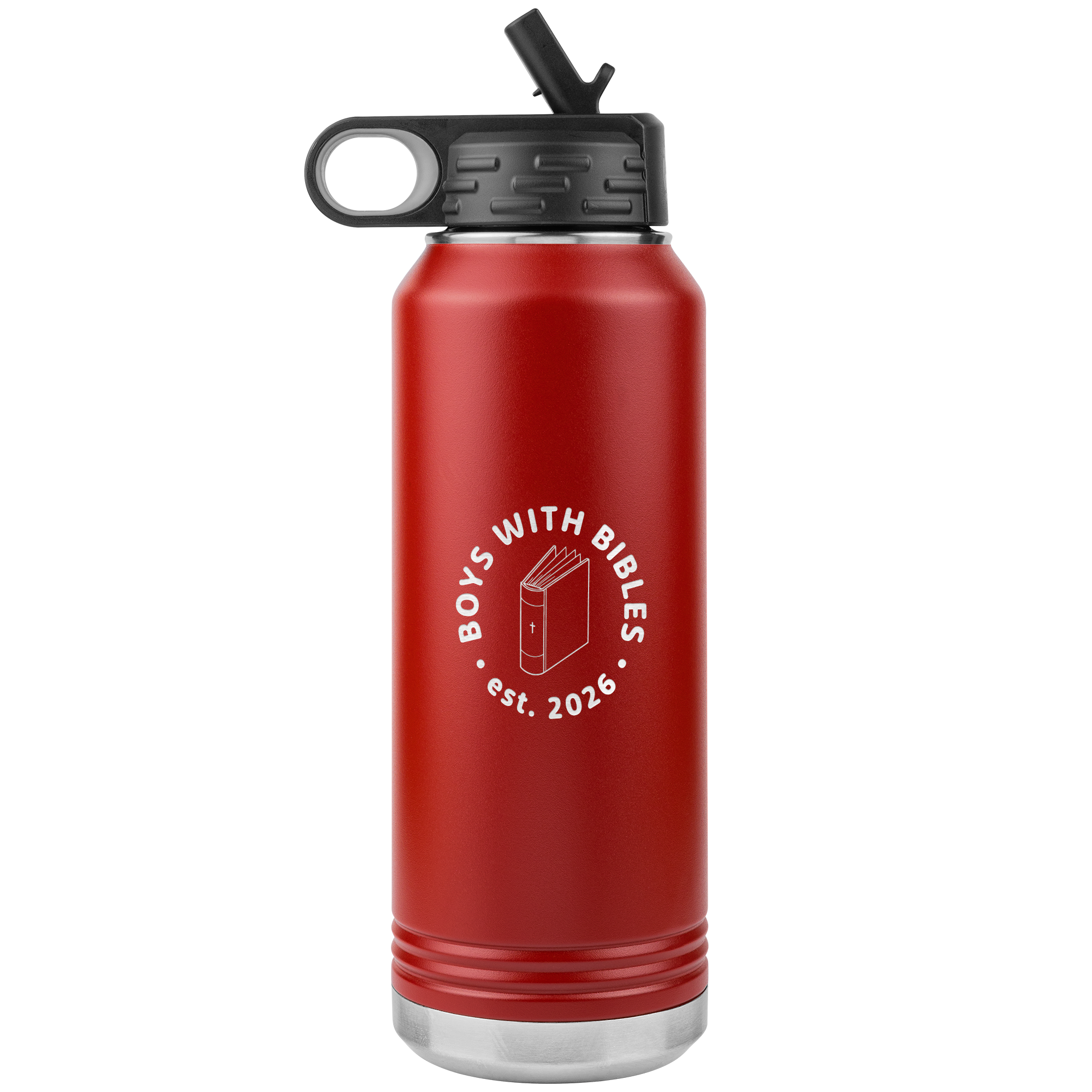 Boys with Bibles Icon 32 oz insulated water bottle in Red