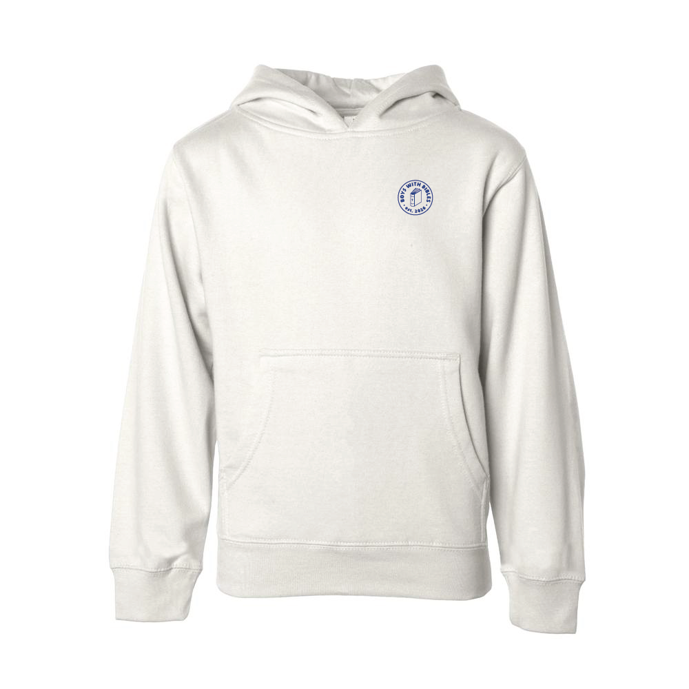 Boys with Bibles Icon adult midweight pullover hoodie in Bone, front view