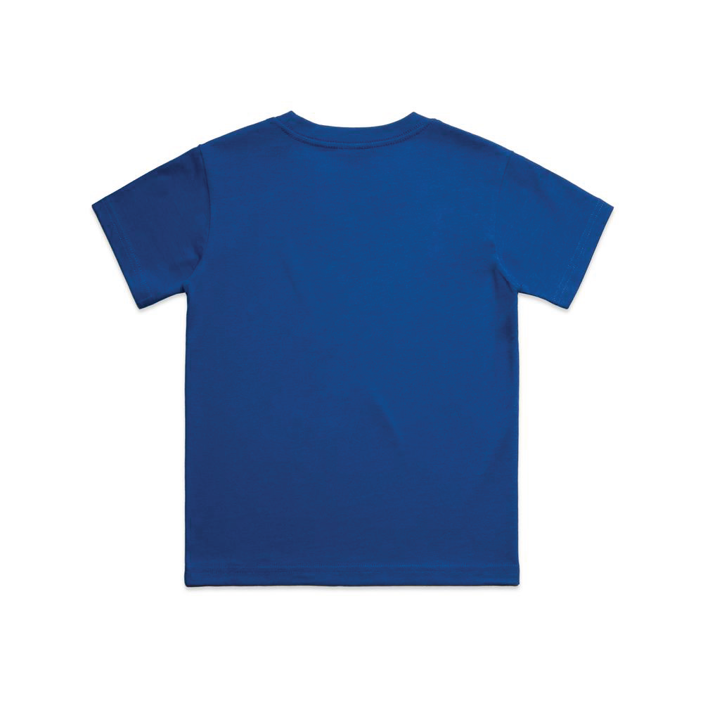 Boys with Bibles Icon toddler short sleeve tee in Bright Royal, back view