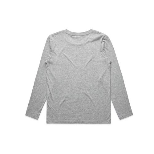 Back view of the Boys with Bibles Centerstage Christian youth long sleeve tee in athletic heather grey